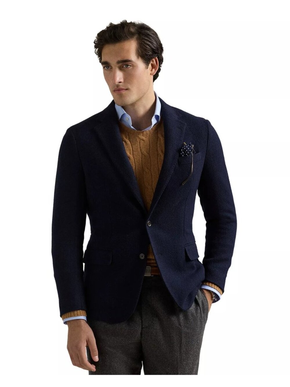 NWT Polo Ralph Lauren Soft Herringbone Sport Coat Dark Navy Mens Size 44R